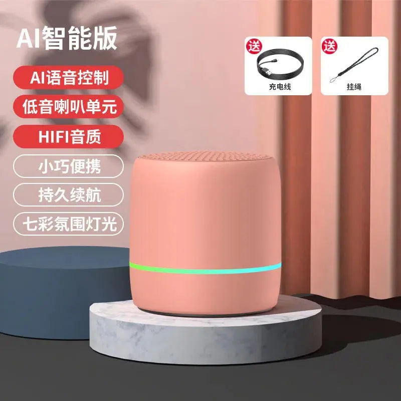 Portable Bluetooth Speaker with AI Voice and Lights